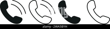 Contactez-nous.téléphone, communication. icône dans un style plat. Illustration vectorielle. Icône téléphone définie. Illustration de Vecteur