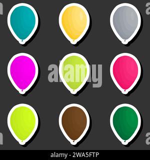 Belle illustration de couleur sur le thème de célébrer les vacances annuelles avec des ballons gonflables Illustration de Vecteur