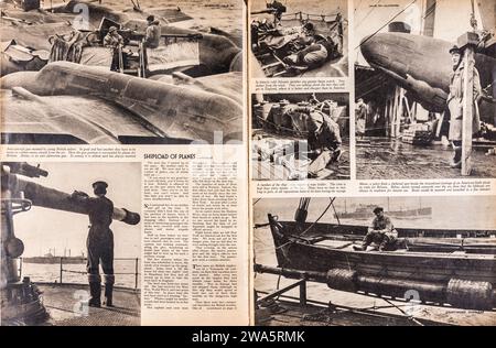 Un article du magazine 'Illustrated' pour 1941, par le célèbre photographe de guerre Robert CAPA, écrit et photographié alors qu'il traversait l'Atlantique pour couvrir la guerre en Europe. Il voyagea sur un navire transportant des avions militaires américains pour être utilisé par la Grande-Bretagne, dans le cadre du système de prêt-bail - les États-Unis n'étaient pas impliqués à cette époque dans la guerre. L'histoire complète est contenue dans les images 2WA5RHE, 2WA5RMK et 2WA5RYA Banque D'Images