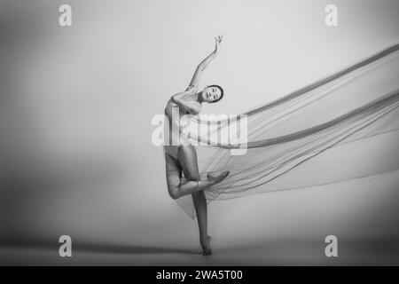 Danseur de ballet avec de belles poses, danseurs asiatiques dansant le ballet, images de ballet, art de la danse Banque D'Images