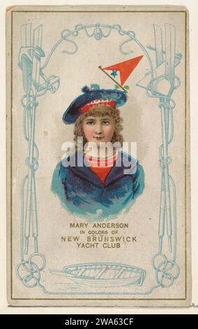 Mary Anderson en couleurs du Nouveau-Brunswick Yacht Club, de la série Yacht Colors of the World (N140) publiée par Duke Sons & Co. Pour promouvoir Honest long Cut Tobacco 1963 par W. Duke, Sons & Co. Banque D'Images