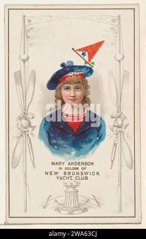 Mary Anderson en couleurs du Nouveau-Brunswick Yacht Club, de la série Yacht Colors of the World (N140) publiée par Duke Sons & Co. Pour promouvoir Honest long Cut Tobacco 1963 par W. Duke, Sons & Co. Banque D'Images