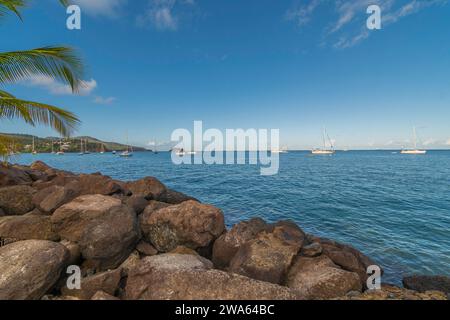 Plage de la pointe du bout à trois-ilets, Martinique, mer des Caraïbes, Antilles françaises. Banque D'Images