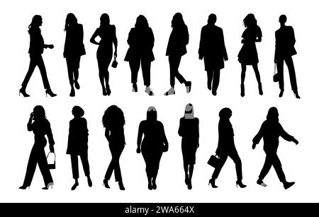 Silhouettes de diverses femmes d'affaires vecteur l'art. Illustration de Vecteur