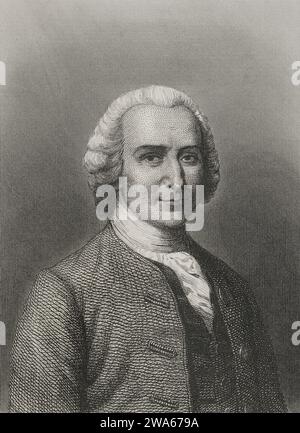 Jean-Jacques Rousseau (1712-1778) Écrivain et philosophe français d'origine suisse. Portrait. Gravure par Geoffroy. ''Historia Universal'', de Cesar Canto. Banque D'Images