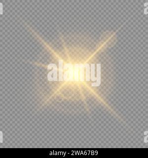Une étoile étincelante et brillante, un flash lumineux de lumières avec rayonnement. Illustration de Vecteur