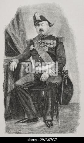 Joseph Vinoy (1803-1880) Politicien et militaire français. Portrait. Gravure de R. Cremer. Historia de la Guerra Franco-Alemana de 1870-1871. Publié à Barcelone, 1891. Banque D'Images