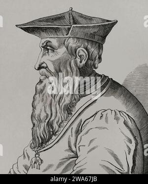 Andrea Doria (1466-1560) Amiral et homme d'État génois. Il a servi plusieurs princes italiens, le roi François Ier de France et Charles Ier d'Espagne. Gravure à partir d'un portrait de l'époque. Vie militaire et religieuse au Moyen Age et a l'époque de la Renaissance. Paris, 1877. Banque D'Images