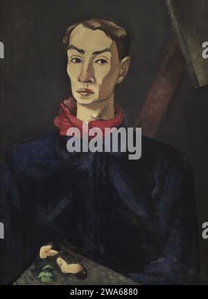 Jekabs Kazaks (1895-1920) Peintre letton. Autoportrait avec mouchoir rouge, 1918. Huile sur toile, 80 x 58 cm. Musée national letton d'Art. Riga. Lettonie. Banque D'Images