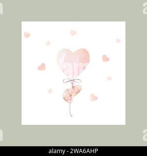 Invitation baby Shower. Carte bébé aquarelle peinte à la main. Illustration d'annonce de naissance de bébé Banque D'Images