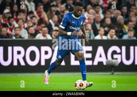 Chancel MBEMBA de Marseille lors du match de football UEFA League Europa, Groupe B entre l'Ajax Amsterdam et l'Olympique de Marseille le 21 septembre 2023 au stade Johan Cruijff Arena d'Amsterdam, pays-Bas - photo Matthieu Mirville / DPPI Banque D'Images