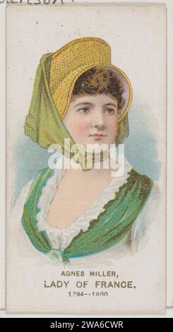 Agnès Miller habillée en Dame de France de 1794-1800, de la série acteurs et actrices, deuxième série (N71) pour Duke cigarettes 1963 de W. Duke, Sons & Co. Banque D'Images