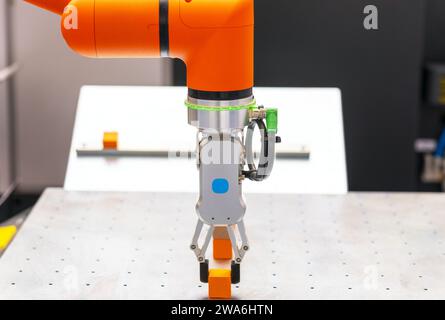 Bras robotisé ou robotisé pour le pick-and-place industriel, l'insertion, le test de qualité ou l'entretien de machines Banque D'Images