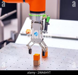 Bras robotisé ou robotisé pour le pick-and-place industriel, l'insertion, le test de qualité ou l'entretien de machines Banque D'Images