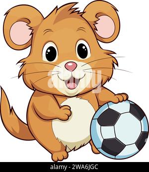 Hamster jouant au football Vector Art Illustration de Vecteur