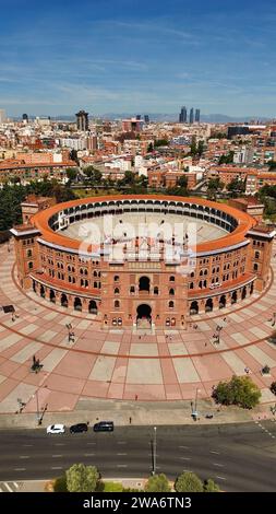 Drone photo Madrid Bullring, Plaza de Toros de Las Ventas Madrid Espagne Europe Banque D'Images