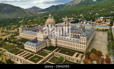 Drone photo Monastère royal de San Lorenzo El Escorial Espagne Europe Banque D'Images