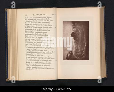 Production photographique d'un tirage, représentant Adam et Eva priant au Paradis, anonyme, d'après John Martin, c. 1866 - dans ou avant 1876 tirage photomécanique papier du Royaume-Uni Adam et Eve au Paradis (avant la chute). Prière (privée) ; 'ORATIOn', 'prières', 'prière à Dieu' (Ripa) Banque D'Images