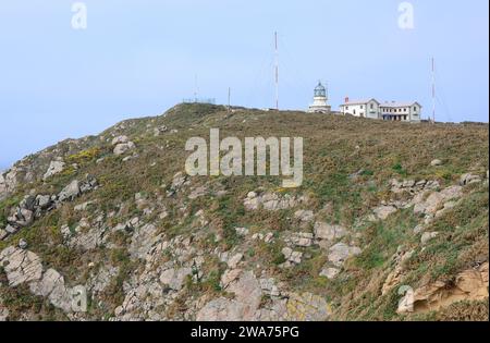 Estaca de Bares, phare. Commune de Mañon, LA Corogne, Galice, Espagne. Banque D'Images