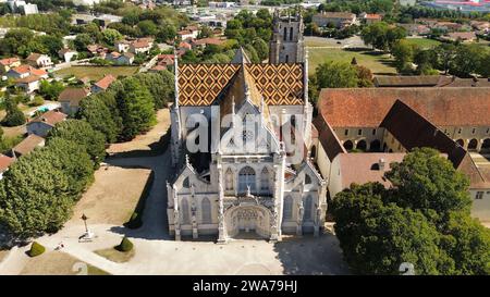 Drone photo Monastère Royal de Brou Bourg-en-Bresse France Europe Banque D'Images