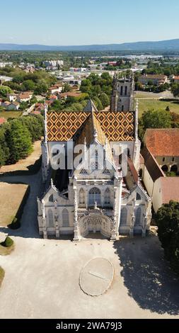 Drone photo Monastère Royal de Brou Bourg-en-Bresse France Europe Banque D'Images