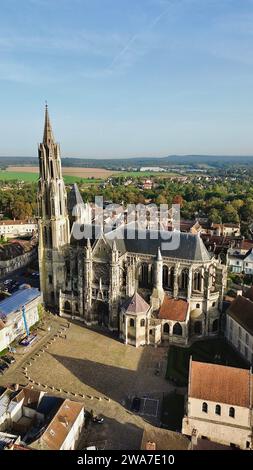 Drone photo Cathédrale Senlis France Europe Banque D'Images