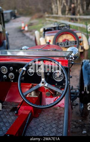 Tableau de bord d'une austin 7 à toit ouvert d'avant-guerre. Banque D'Images