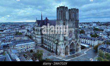 Drone photo Cathédrale notre Dame, Cathédrale notre-Dame de Reims France Europe Banque D'Images