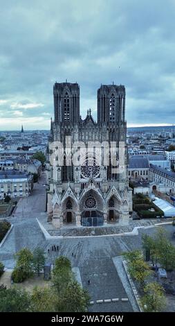 Drone photo Cathédrale notre Dame, Cathédrale notre-Dame de Reims France Europe Banque D'Images