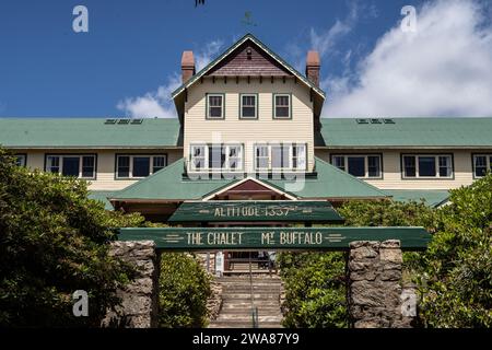 Mount Buffalo Chalet, Victoria, Australie. Construit en 1910, le Chalet est classé patrimoine pour son importance historique et architecturale. Banque D'Images