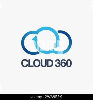 Modèle de vecteur d'icône de logo de nuage à 360 degrés sur fond blanc Illustration de Vecteur