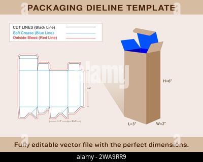 Boîte de verrouillage automatique et modèle de ligne de découpe de boîte, fichier vectoriel Illustration de Vecteur