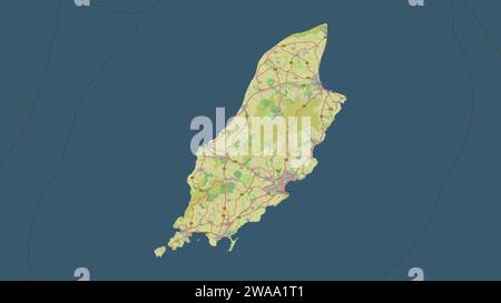 Île de Man mise en évidence sur une carte topographique de style OSM Allemagne Banque D'Images