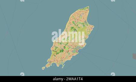 Île de Man esquissée sur une carte topographique de style OSM France Banque D'Images
