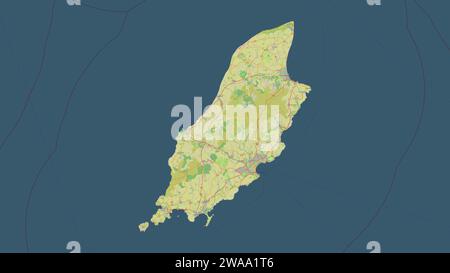 Île de Man mise en évidence sur une carte topographique de style OSM standard Banque D'Images