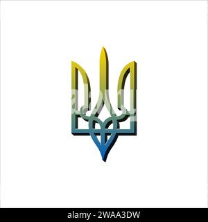 Armoiries de l'Ukraine emblème de l'État symbole national ukrainien icône Trident. Illustration vectorielle stock isolée sur fond blanc. Illustration de Vecteur