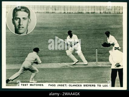 Ashes Test Matches 1936 37 00001 - Illustration de carte de cigarette d'époque Banque D'Images