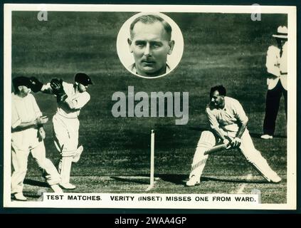 Ashes Test Matches 1936 37 00002 - Illustration de carte de cigarette d'époque Banque D'Images