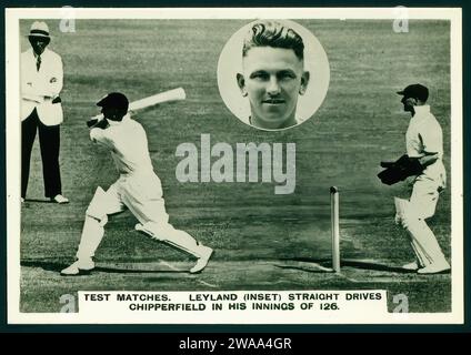 Ashes Test Matches 1936 37 00003 - Illustration de carte de cigarette d'époque Banque D'Images