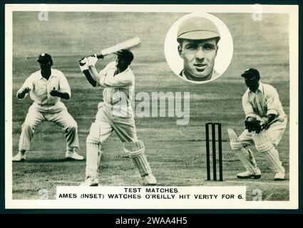 Ashes Test Matches 1936 37 00008 - Illustration de carte de cigarette d'époque Banque D'Images