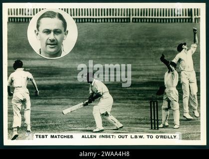 Ashes Test Matches 1936 37 00005 - Illustration de carte de cigarette d'époque Banque D'Images