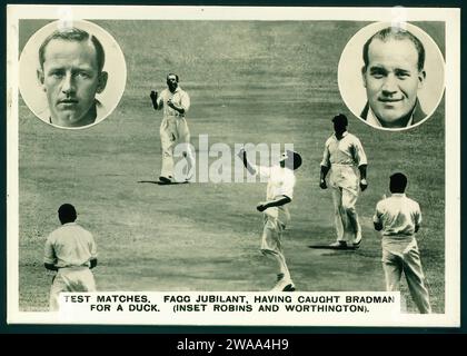 Ashes Test Matches 1936 37 00007 - Illustration de carte de cigarette d'époque Banque D'Images