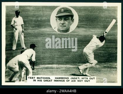 Ashes Test Matches 1936 37 00004 - Illustration de carte de cigarette d'époque Banque D'Images