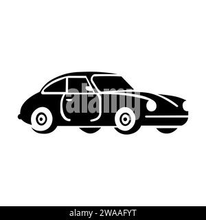 Icône de vecteur noir de voiture rétro sur fond blanc Illustration de Vecteur