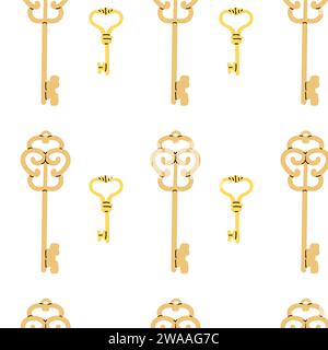 motif de clés vintage doré sur fond blanc. Illustration vectorielle isolée. Illustration de Vecteur