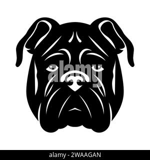 Icône vectorielle noire Bulldog sur fond blanc Illustration de Vecteur