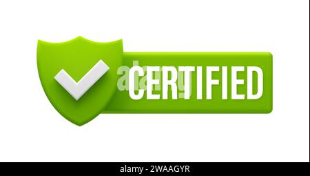 Badge d'approbation certifié - Bouclier vert avec coche pour vecteur d'assurance qualité Illustration de Vecteur