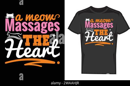 A Meow masse le coeur, des T-shirts uniques Illustration de Vecteur