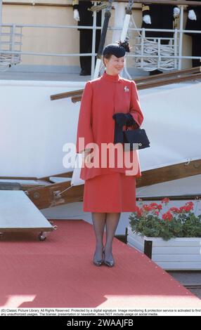 La reine Margrethe II de Danemark. Photographié lors d'une visite d'État en Suède 1985. Banque D'Images