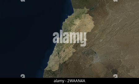 Liban mis en évidence sur une carte satellite à basse résolution Banque D'Images